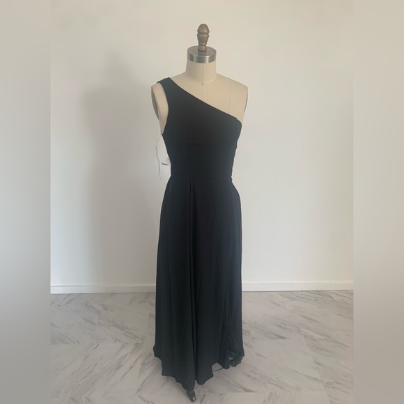 Fame and Partners- black one shoulder maxi dress size 2 - Picture 2 of 4